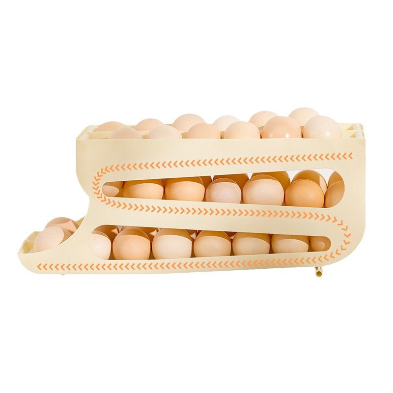 Refrigerator Egg Storage Box – Auto Roll 3-Layer Double-Row Organizer