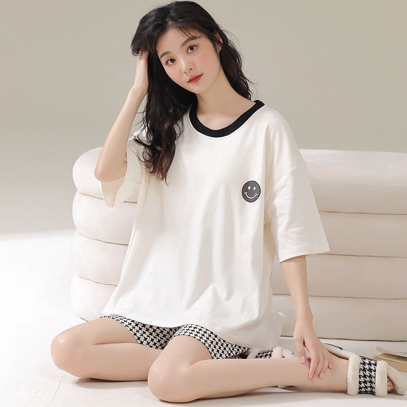 Women's Short-Sleeve Cartoon Bear Pajama Set – Soft Home Loungewear