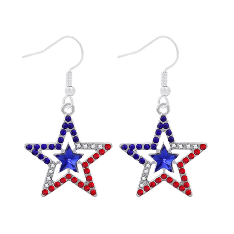 American Flag Earrings USA Drop Earrings 4th of July Accessories for Women Patriotic Earring Party Favors Red White Blue Jewelry