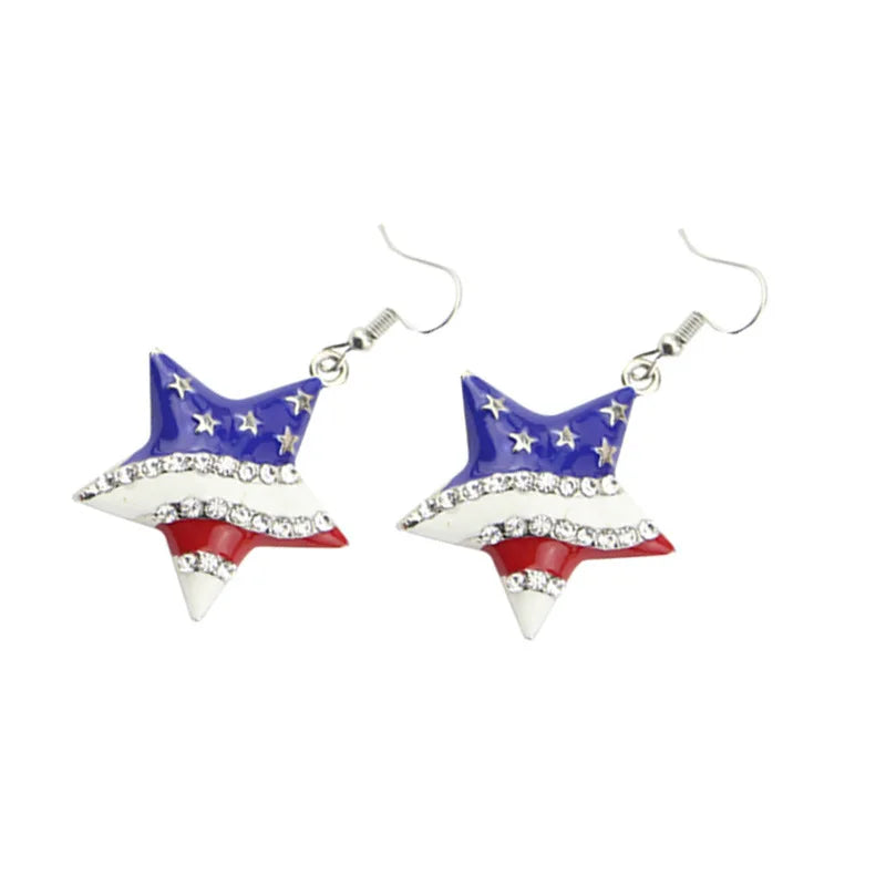 American Flag Earrings USA Drop Earrings 4th of July Accessories for Women Patriotic Earring Party Favors Red White Blue Jewelry