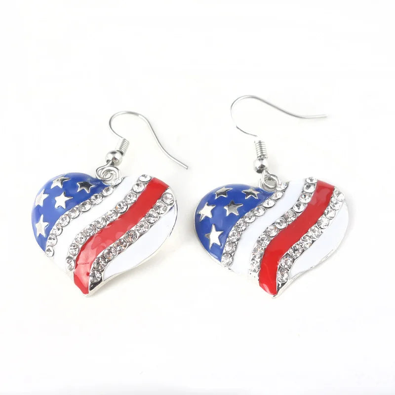 American Flag Earrings USA Drop Earrings 4th of July Accessories for Women Patriotic Earring Party Favors Red White Blue Jewelry