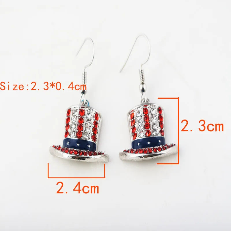American Flag Earrings USA Drop Earrings 4th of July Accessories for Women Patriotic Earring Party Favors Red White Blue Jewelry