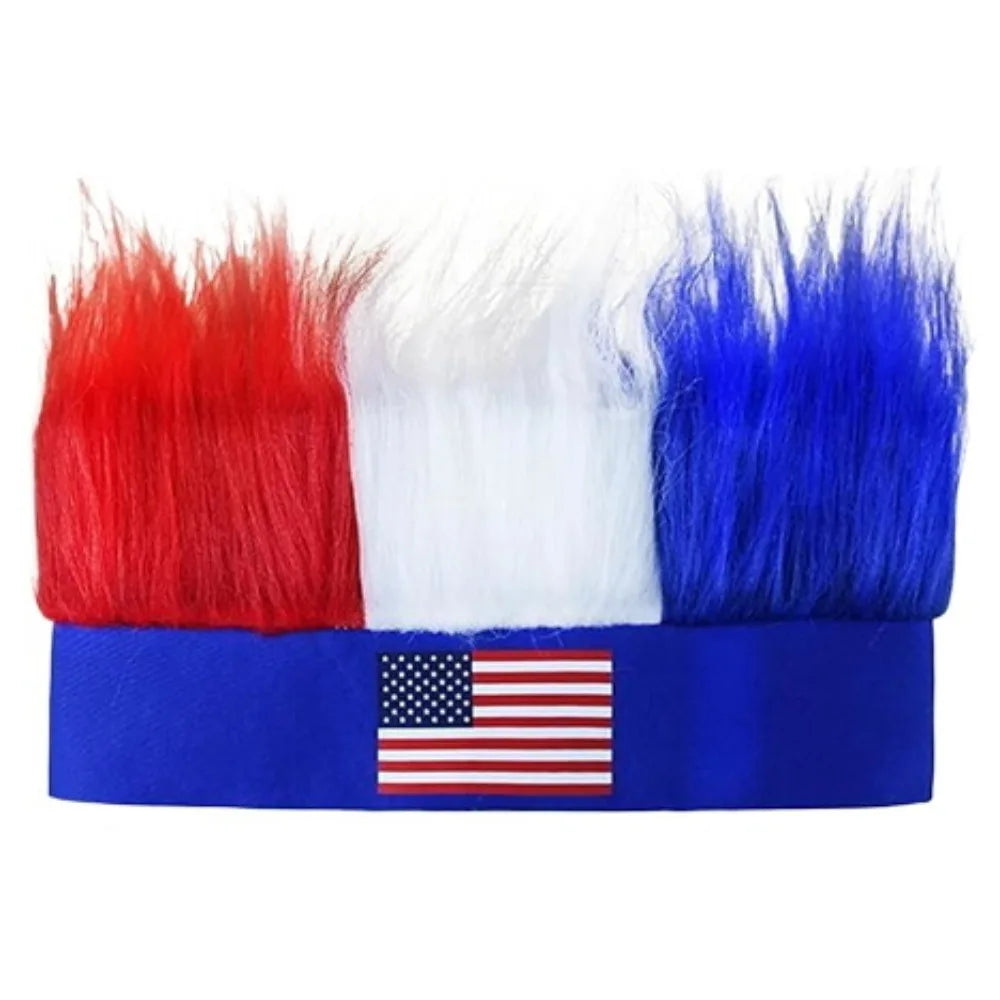 4th of July Patriotic Accessories Set, USA Flag Wig Hat Sunglasses Handheld Flags for Independence Day Parade Party