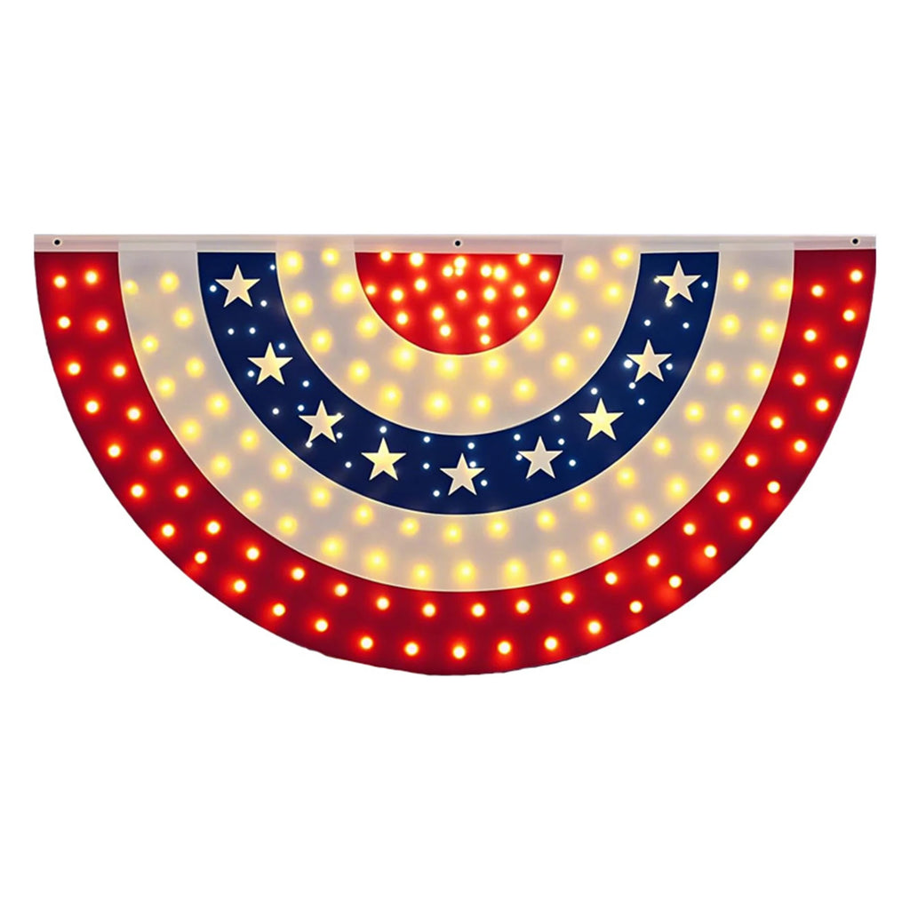 USA 250th Half Fan American Flag 70.87x35.43in Memorial Patriotic Banner Flags for House Deck Fence Independence Day Decor
