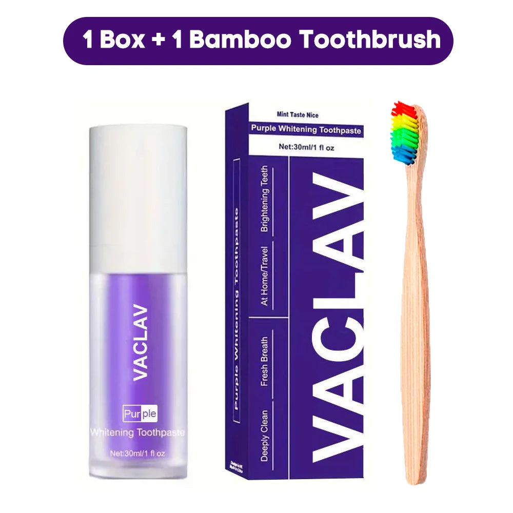 Vaclav Purple Toothpaste Teeth Whitening Clean Colour Corrector Tooth Stain Removal Tooth Paint Booster Brightness Reduce Yellow