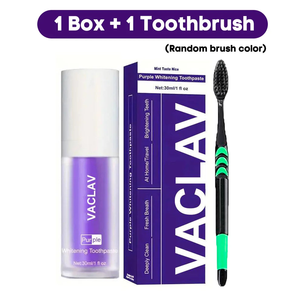 Vaclav Purple Toothpaste Teeth Whitening Clean Colour Corrector Tooth Stain Removal Tooth Paint Booster Brightness Reduce Yellow
