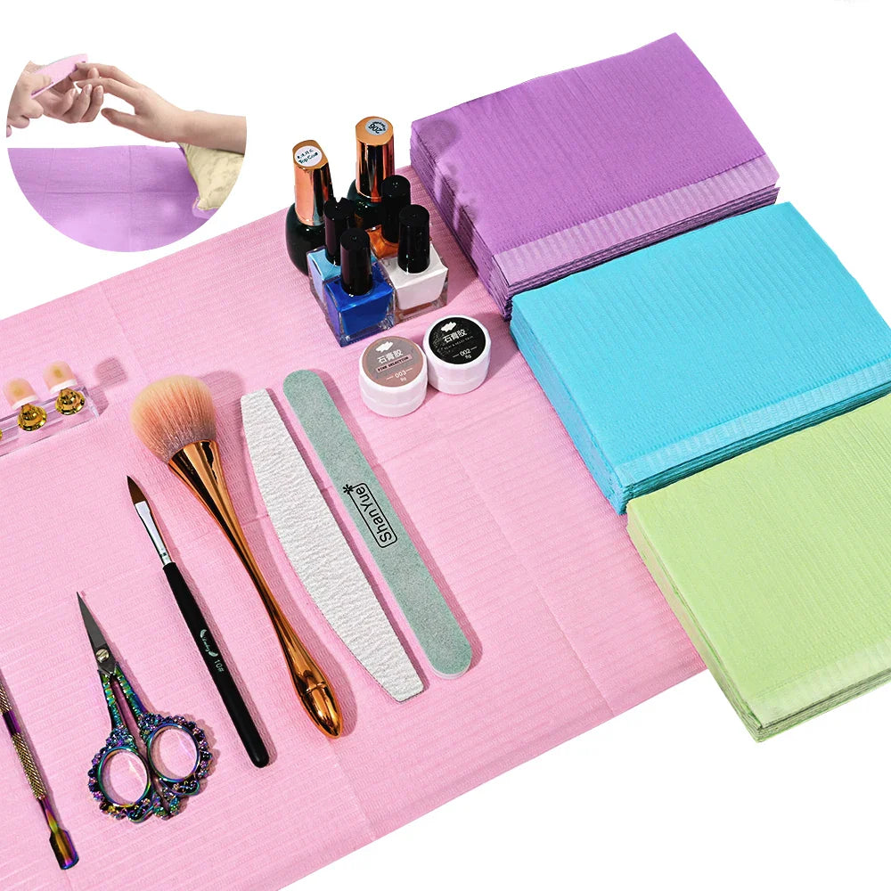 20pcs Disposable Nail Art Table Mat – Waterproof Manicure Tray Liners, Tattoo Cleaning Pads & Salon Protection