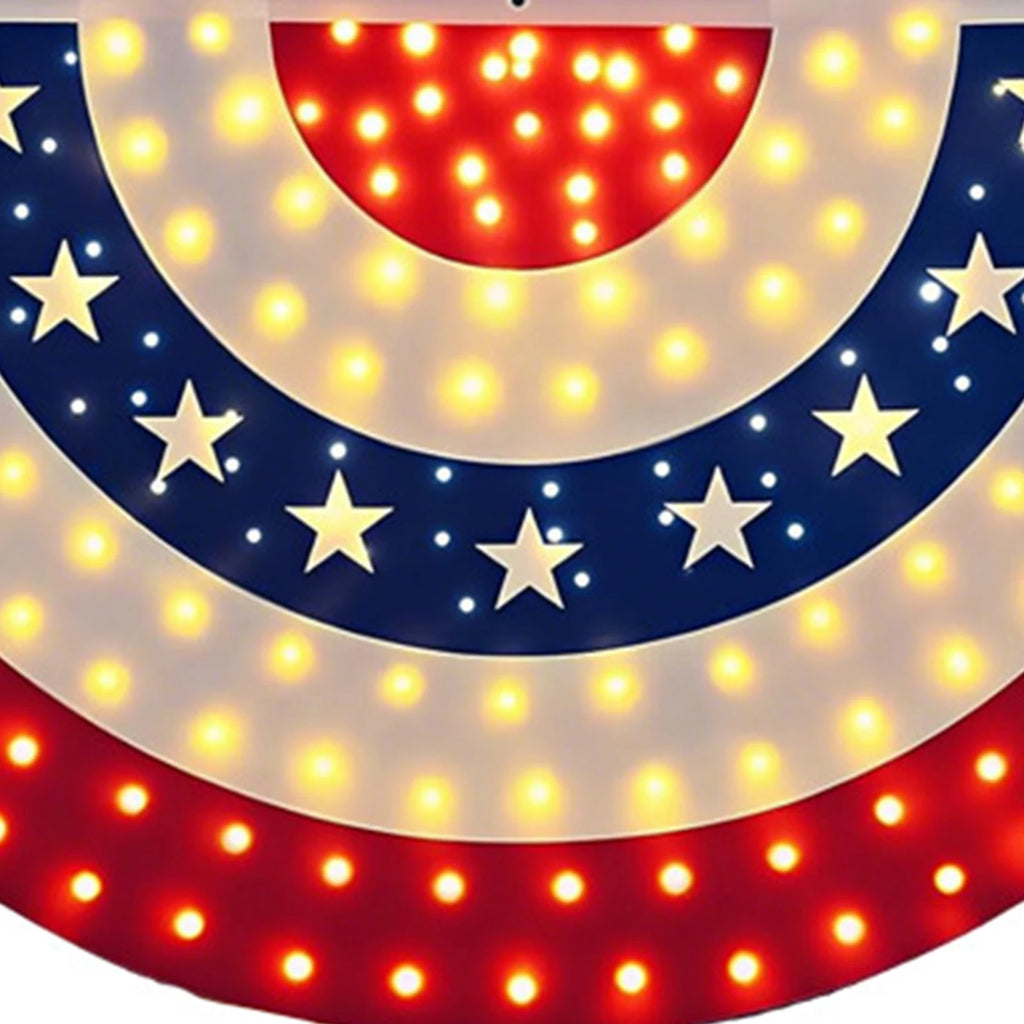USA 250th Half Fan American Flag 70.87x35.43in Memorial Patriotic Banner Flags for House Deck Fence Independence Day Decor