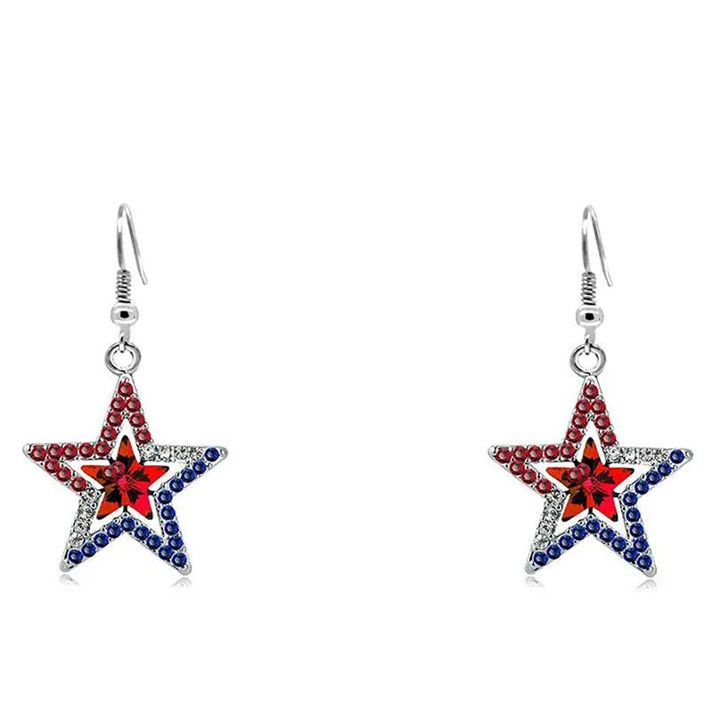 American Flag Earrings USA Drop Earrings 4th of July Accessories for Women Patriotic Earring Party Favors Red White Blue Jewelry