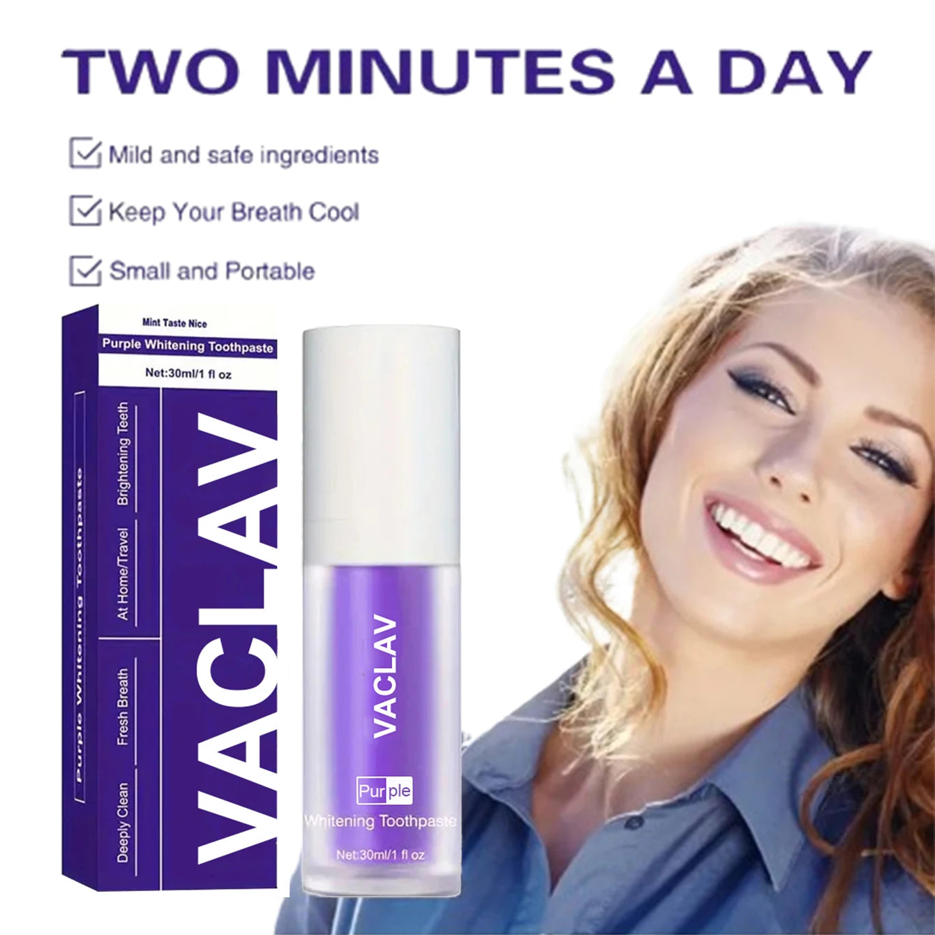 Vaclav Purple Toothpaste Teeth Whitening Clean Colour Corrector Tooth Stain Removal Tooth Paint Booster Brightness Reduce Yellow