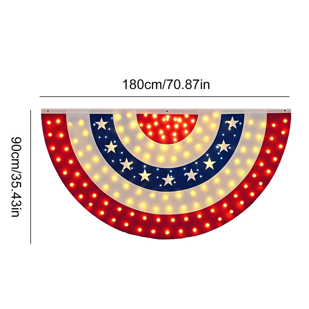 USA 250th Half Fan American Flag 70.87x35.43in Memorial Patriotic Banner Flags for House Deck Fence Independence Day Decor