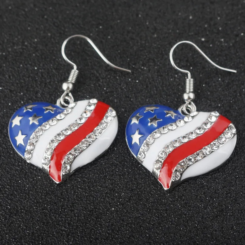 American Flag Earrings USA Drop Earrings 4th of July Accessories for Women Patriotic Earring Party Favors Red White Blue Jewelry