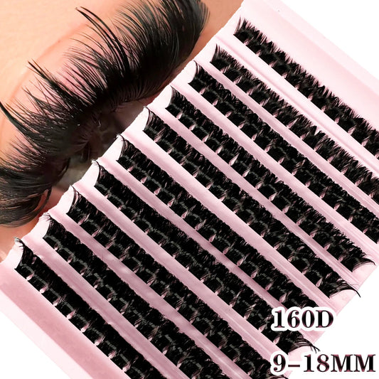 160D 10-Row Individual Faux Mink Lashes – Natural-Look Eyelash Extensions for Volume, Clusters