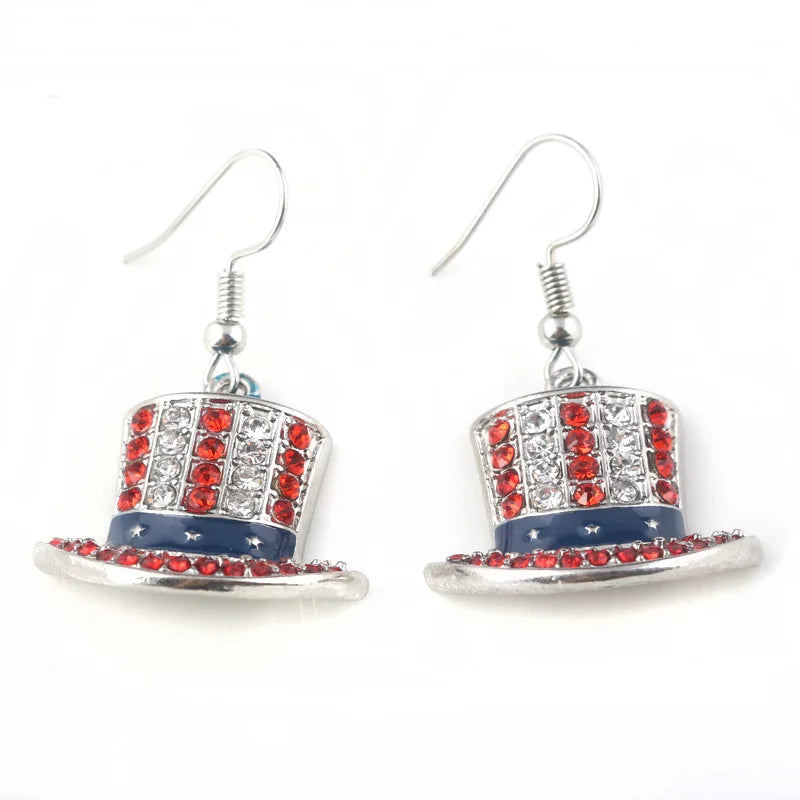 American Flag Earrings USA Drop Earrings 4th of July Accessories for Women Patriotic Earring Party Favors Red White Blue Jewelry