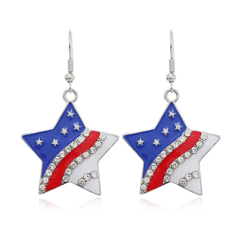 American Flag Earrings USA Drop Earrings 4th of July Accessories for Women Patriotic Earring Party Favors Red White Blue Jewelry