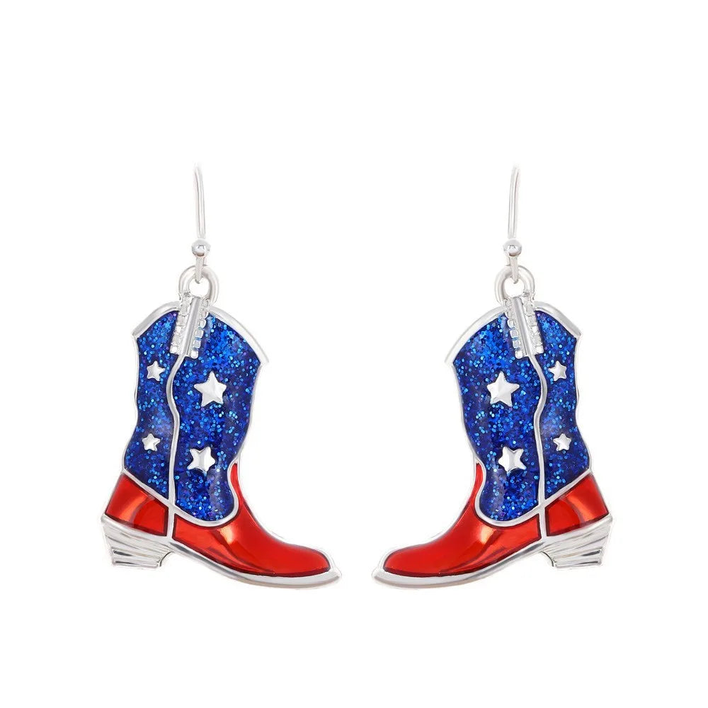 American Flag Earrings USA Drop Earrings 4th of July Accessories for Women Patriotic Earring Party Favors Red White Blue Jewelry