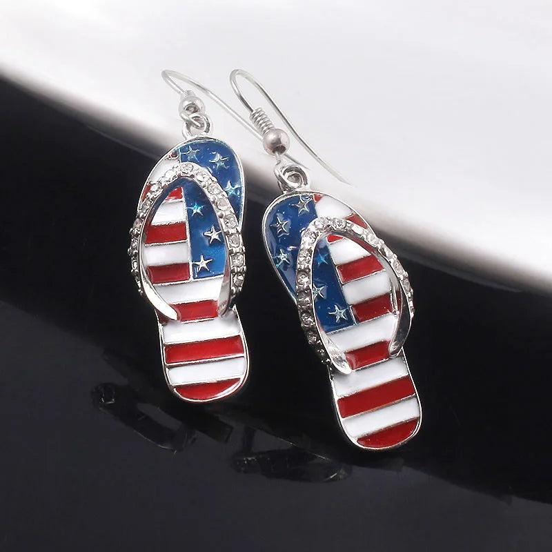 American Flag Earrings USA Drop Earrings 4th of July Accessories for Women Patriotic Earring Party Favors Red White Blue Jewelry