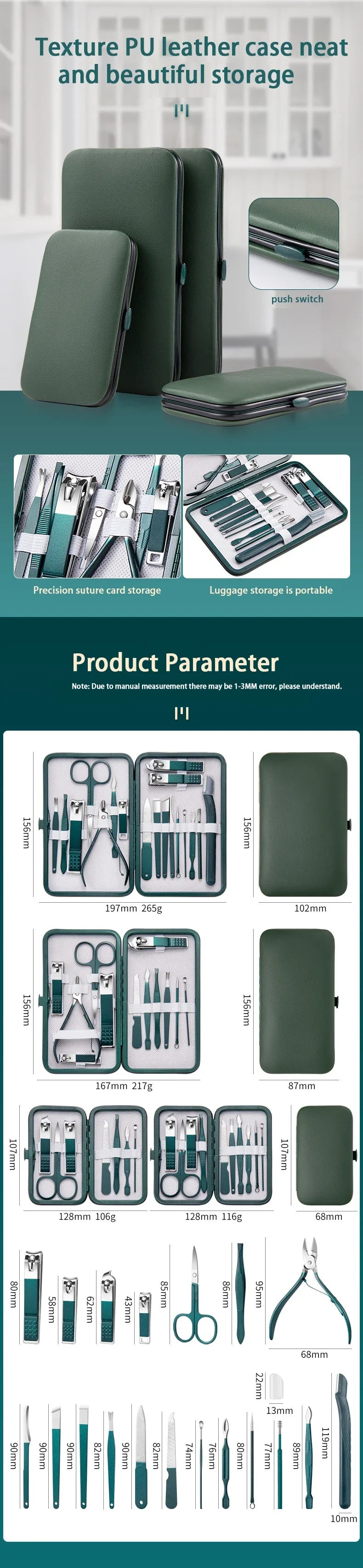 Professional Nail Care Kit with Travel Case