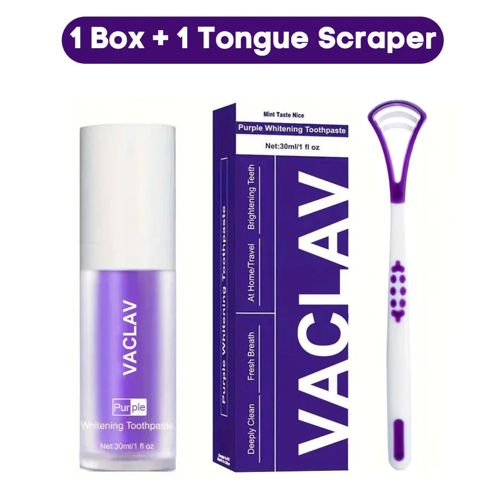 Vaclav Purple Toothpaste Teeth Whitening Clean Colour Corrector Tooth Stain Removal Tooth Paint Booster Brightness Reduce Yellow