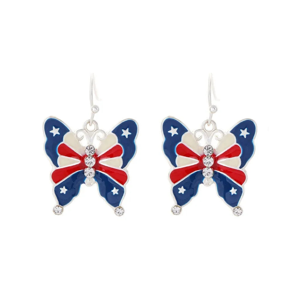 American Flag Earrings USA Drop Earrings 4th of July Accessories for Women Patriotic Earring Party Favors Red White Blue Jewelry