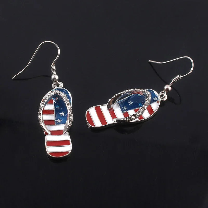 American Flag Earrings USA Drop Earrings 4th of July Accessories for Women Patriotic Earring Party Favors Red White Blue Jewelry