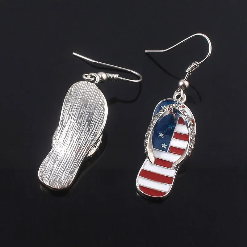 American Flag Earrings USA Drop Earrings 4th of July Accessories for Women Patriotic Earring Party Favors Red White Blue Jewelry