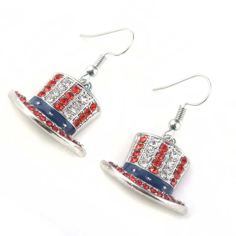 American Flag Earrings USA Drop Earrings 4th of July Accessories for Women Patriotic Earring Party Favors Red White Blue Jewelry