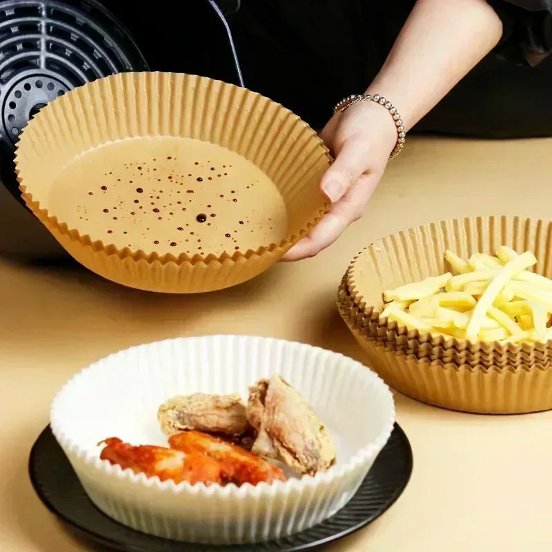 50Pcs Disposable Air Fryer Paper Oil Absorbing And Anti Oil Paper Tray Non Stick Baking Pad Large Toughness Square