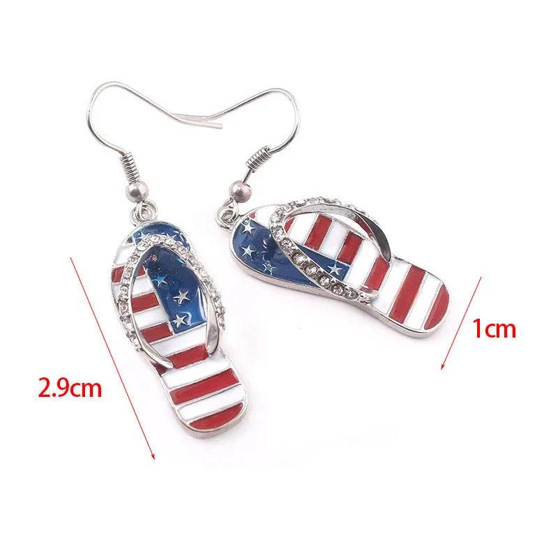 American Flag Earrings USA Drop Earrings 4th of July Accessories for Women Patriotic Earring Party Favors Red White Blue Jewelry