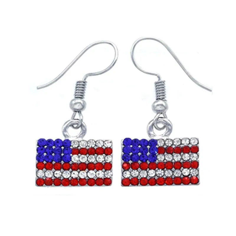 American Flag Earrings USA Drop Earrings 4th of July Accessories for Women Patriotic Earring Party Favors Red White Blue Jewelry