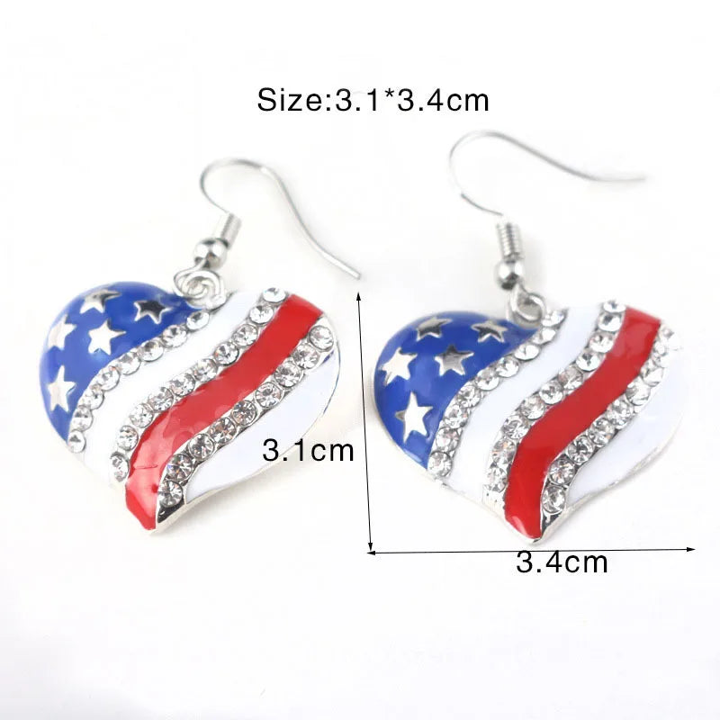 American Flag Earrings USA Drop Earrings 4th of July Accessories for Women Patriotic Earring Party Favors Red White Blue Jewelry