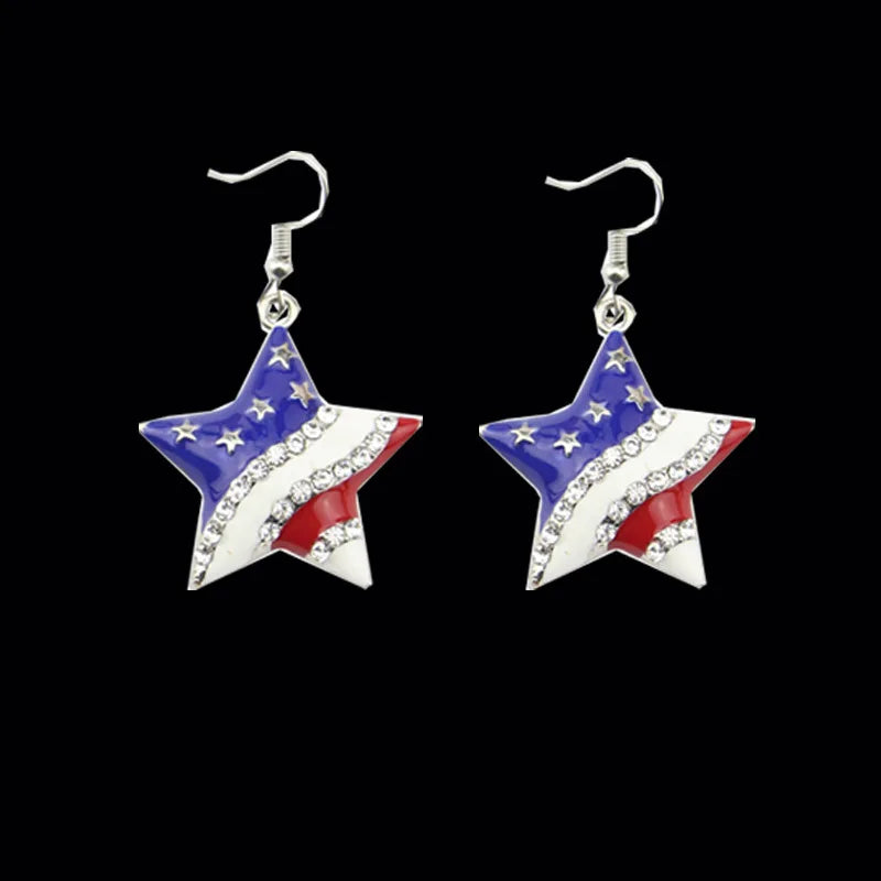 American Flag Earrings USA Drop Earrings 4th of July Accessories for Women Patriotic Earring Party Favors Red White Blue Jewelry
