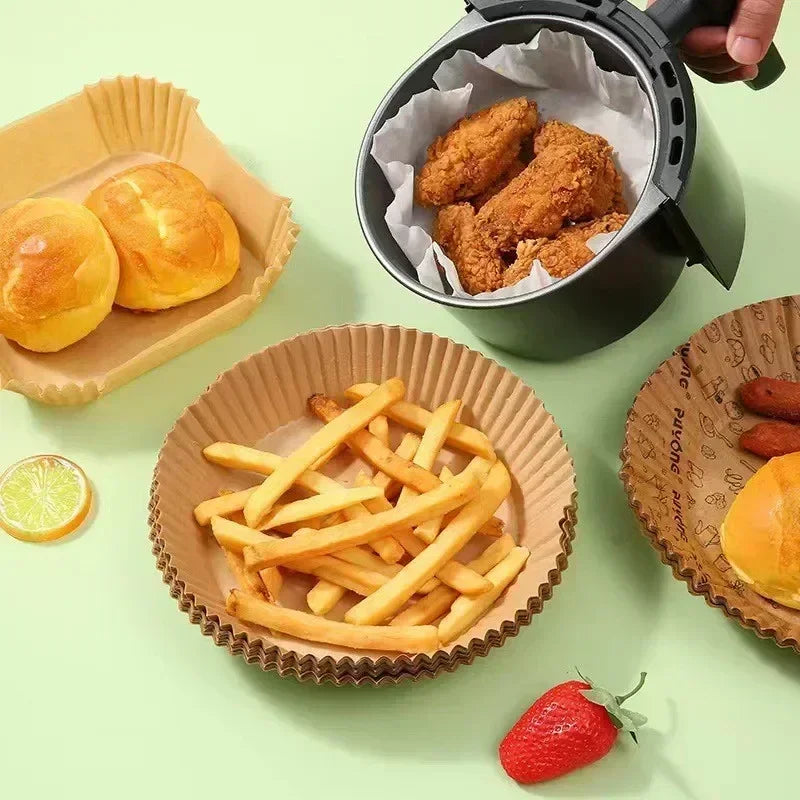 50Pcs Disposable Air Fryer Paper Oil Absorbing And Anti Oil Paper Tray Non Stick Baking Pad Large Toughness Square