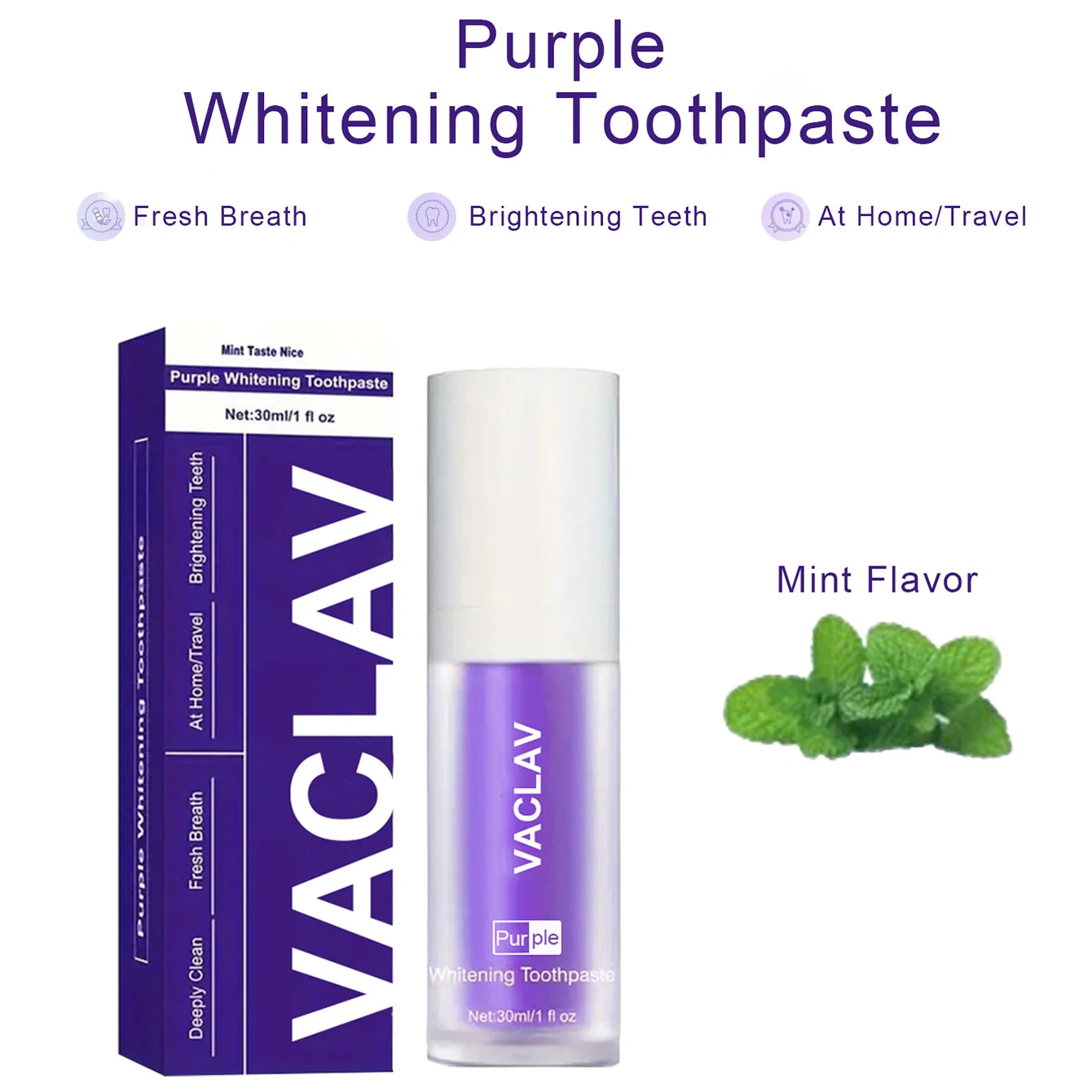 Vaclav Purple Toothpaste Teeth Whitening Clean Colour Corrector Tooth Stain Removal Tooth Paint Booster Brightness Reduce Yellow