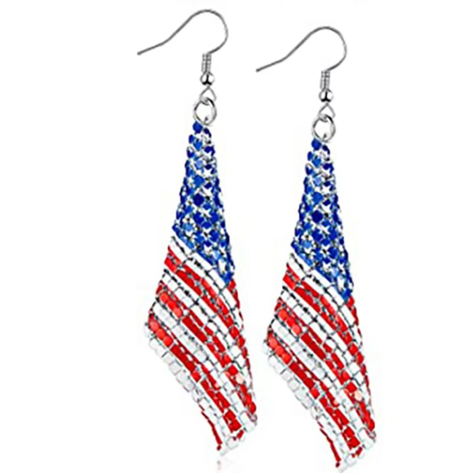 American Flag Earrings USA Drop Earrings 4th of July Accessories for Women Patriotic Earring Party Favors Red White Blue Jewelry